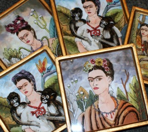 Frida Kahlo coasters at the House of Cards and Curiosities